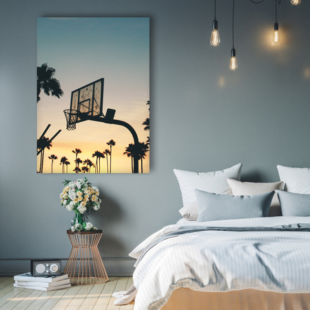 Canvas Print Youth Basketball Sunset 50X70