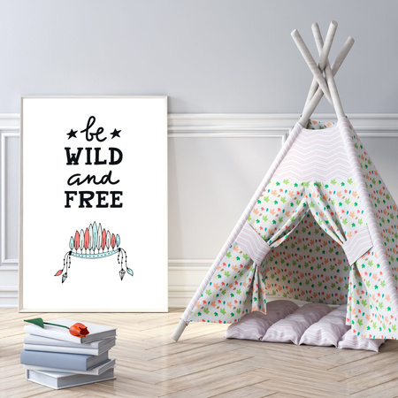 Children's poster Be wild and free 40X50 cm + silver frame