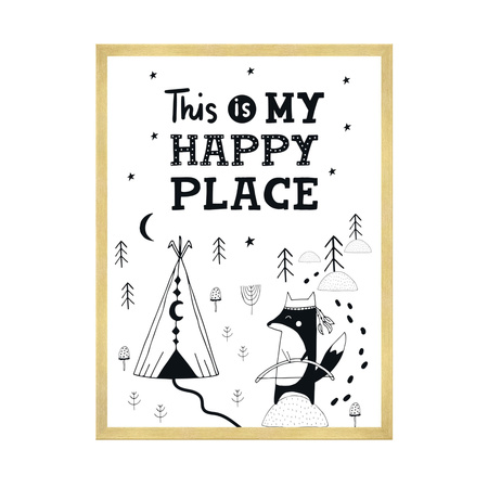 Children's poster This is my happy place 40X50 cm + gold frame
