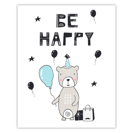 Be happy Birthday Poster 40X50 cm + amaranth frame