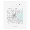 Poster Dublin city map square 40X50 cm + gold frame