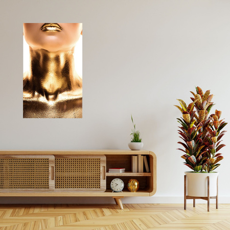 Canvas Print Woman Golden Neck and Lips Art 80x120 cm