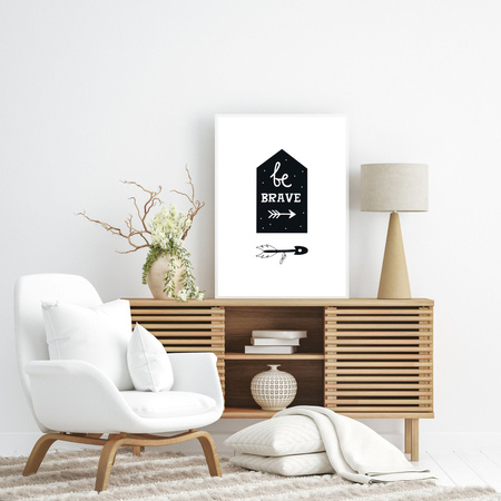 Children's poster Be brave 50X70 cm + stone gray frame