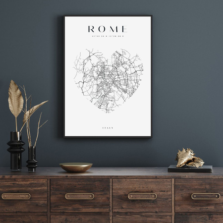 Poster Rome city map heart 40X50 cm + gold frame