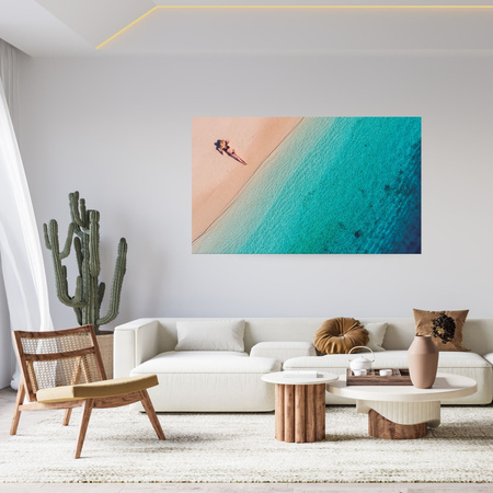 Canvas Print Woman Sunbathing on the Beach 100x80 cm