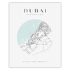 Poster Dubai city map circle 40X50 cm + gold frame
