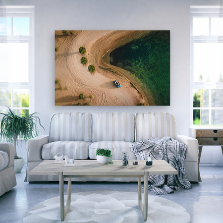 Canvas Print Car Sand Trees Water Summer 90x60