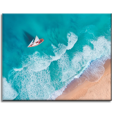 Canvas Print Sailboat Waves Sand Shore 50x40 cm