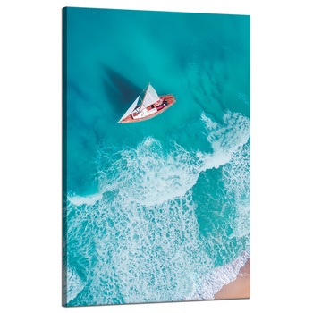 Canvas Print Sailboat Waves Sand Shore 50x80 cm