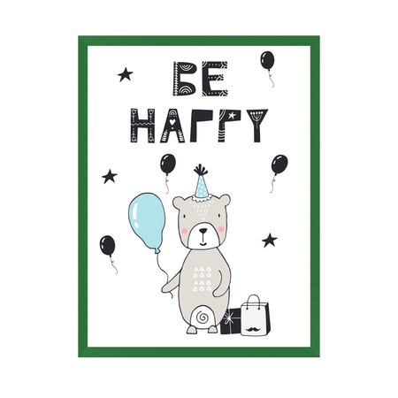 Be happy Birthday Poster 24X30 cm + green frame