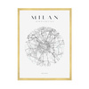 Poster Milan city map circle 40X50 cm + gold frame