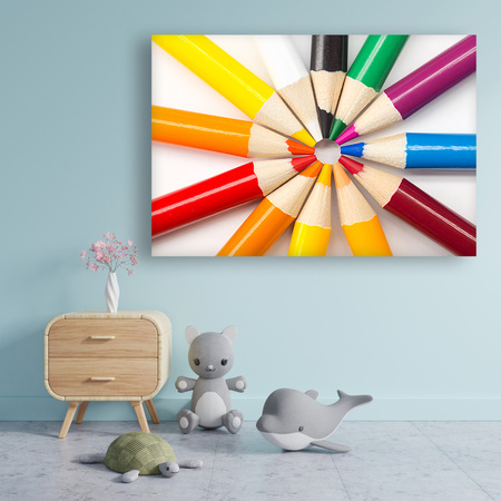 Canvas Print Colored Pencils Circle of Colorful Imagination 90x60