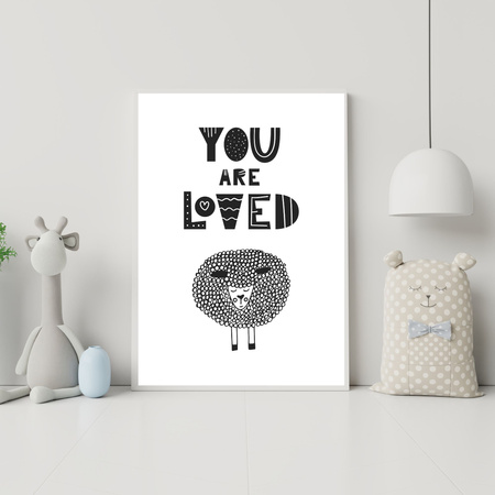 Children's poster You are loved 40X50 cm + gold frame
