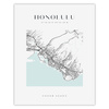 Poster Honolulu city map square 40X50 cm + gold frame