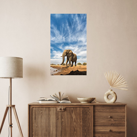 Canvas Print Big Elephant on the Savannah Sand 80x120 cm