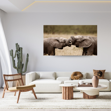Canvas Print Elephant Meeting Africa Nature 100x80 cm