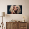 Canvas Print Black Woman Blonde Hair Curls 100x80 cm