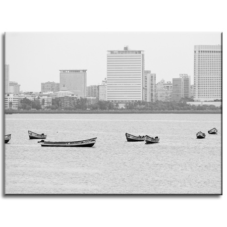 Canvas Print Architecture Boats against the background of the city 40x30 cm