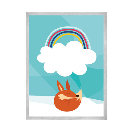 Children's fox rainbow poster 24X30 cm + silver frame