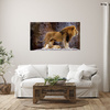 Canvas Print Pair of Lions on Rock Mountains Nature 100x80 cm