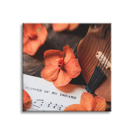 Canvas Print Music Notes Violin Flowers 90x90