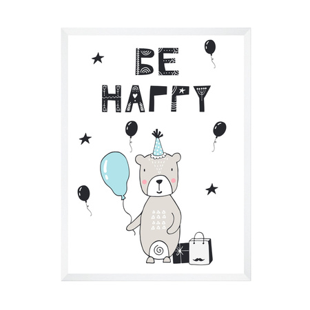 Be happy Birthday Poster 30X40 cm + white frame