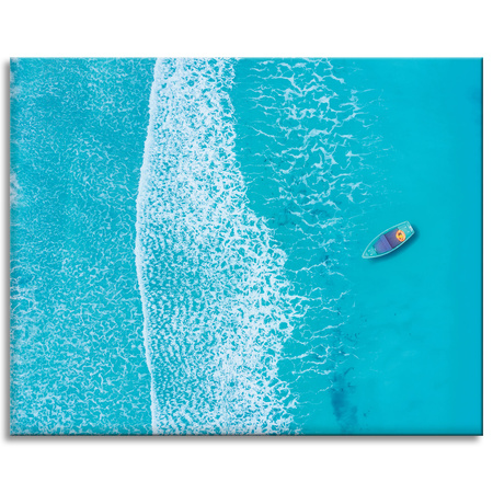 Canvas Print Blue Boat Waves Water Ocean 100x80 cm