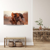 Canvas Print Elephants Orange Sky Smoke Art 100x80 cm