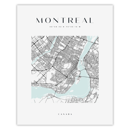 Poster Montreal city map square 40X50 cm + gold frame
