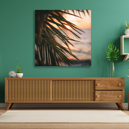 Canvas Print Nature Beach Palm Tree Sea Sunset 90x90