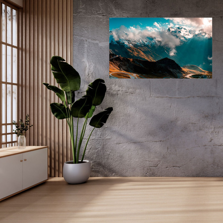 Canvas Print Mountains Snowy Peaks Clouds Nature 100x80 cm