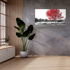 Canvas Print Gray Red Leaves Contrast 100x80 cm