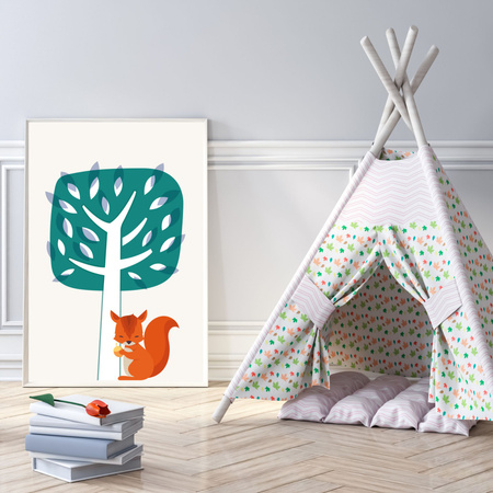 Baby Squirrel poster 21X29.7 cm + white frame