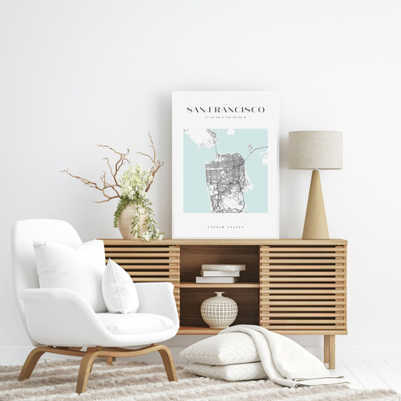 Poster San Francisco city map square 40X50 cm + gold frame