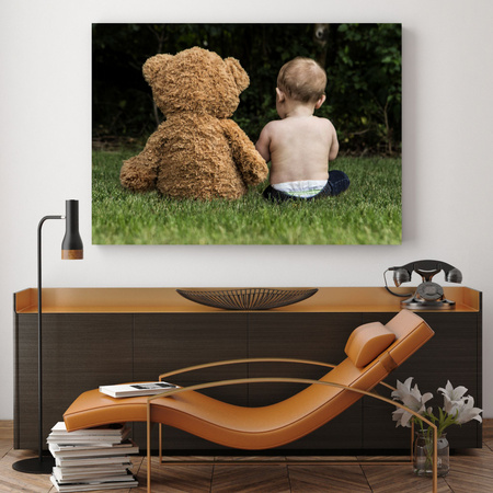 Canvas Print Youth Child with Teddy Bear 40x30 cm