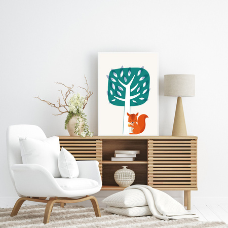 Baby Squirrel poster 21X29.7 cm + amaranth frame