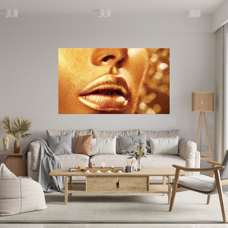 Canvas Print Golden Face and Lips Art Style 100x80 cm
