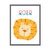 Children's Roar poster 24X30 cm + gray stone frame