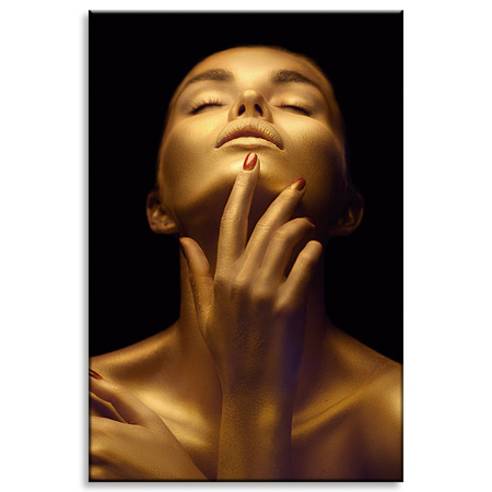 Canvas Print Woman Posing Golden Body 80x120 cm