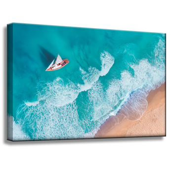 Canvas Print Sailboat Waves Sand Shore 60x40 cm