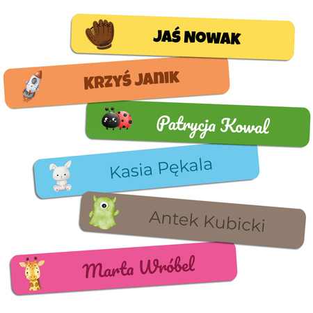 Personalized Waterproof Name Stickers for Kindergarten and School 55x8 mm