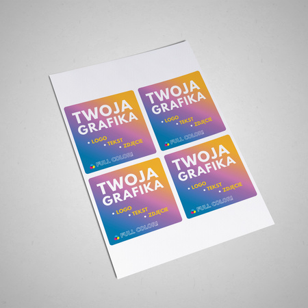 STICKERS with LOGO Square with print Waterproof Text Photo 90x90 mm