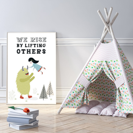 Children's poster We rise by lifting others 24X30 cm + black frame
