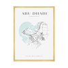 Poster Abu Dhabi city map heart 40X50 cm + gold frame