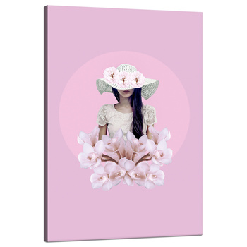 Canvas Print Spring Flowers Girl White Roses 80x120 cm