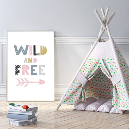 Children's poster Wild and free 40X50 cm + gold frame
