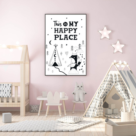 Children's poster This is my happy place 40X50 cm + gold frame