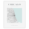 Poster Chicago city map square 40X50 cm + gold frame