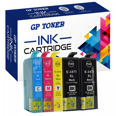 5x Replacement Ink Cartridge for Epson T3471 T3472 T3473 T3474 Epson WorkForce Pro WF-3700 Series Pro WF-3720 DWF Pro WF-3720 Pro WF-3725 DWF GP-E3476CMYKK KIT
