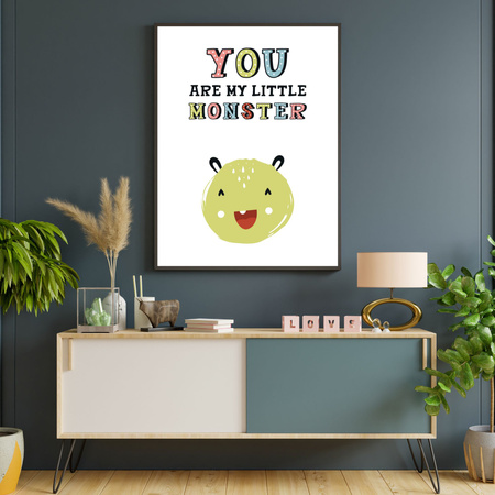 Children's poster You are my little monster 40X50 cm + gold frame